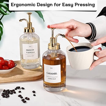 YYC Glass Coffee Syrup Dispenser Set with Pumps & Labels