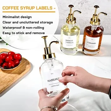 YYC Glass Coffee Syrup Dispenser Set with Pumps & Labels