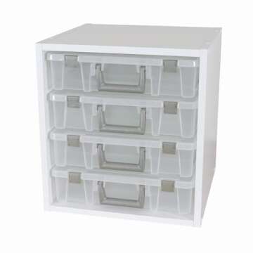 ArtBin 6855SC Super Satchel Cube - 15.5 x 16.75 x 15.625 in. Arts and Crafts Supply Storage with Pre-Drilled Holes, 6 Rail Set, Customizable, White