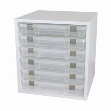 ArtBin 6855SC Super Satchel Cube - 15.5 x 16.75 x 15.625 in. Arts and Crafts Supply Storage with Pre-Drilled Holes, 6 Rail Set, Customizable, White