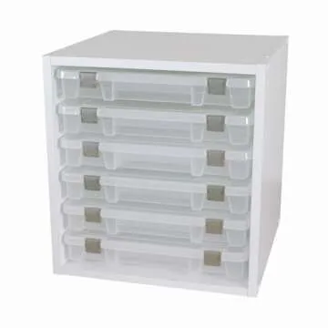 ArtBin 6855SC Super Satchel Cube - 15.5 x 16.75 x 15.625 in. Arts and Crafts Supply Storage with Pre-Drilled Holes, 6 Rail Set, Customizable, White