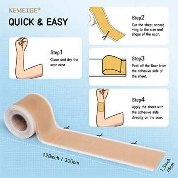 Silicone Scar Sheets,1.6"x120"- Silicone Scar Tape,Medical Scar Removal Strips for Keloid,Tummy Tuck,Acne Removal Treatment,Post Surgery Supplies 7-8 Month Supply