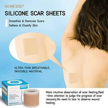 Silicone Scar Sheets,1.6"x120"- Silicone Scar Tape,Medical Scar Removal Strips for Keloid,Tummy Tuck,Acne Removal Treatment,Post Surgery Supplies 7-8 Month Supply