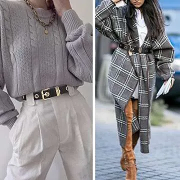 FIORETTO Grommet Leather Belt with Detachable Chain