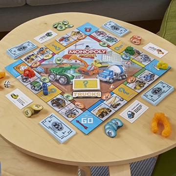 Hasbro Gaming Monopoly Junior Trucks Edition Board Game for Kids Ages 5+, 2-4 Player Kids Games