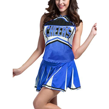 Colorful House Women’s Cheerleader Costume with Pom Poms