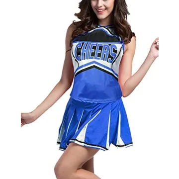 Colorful House Women’s Cheerleader Costume with Pom Poms