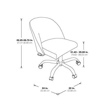 OSP Home Furnishings Layton Mid-Back Adjustable Office Chair with 5-Star Base, Gold Finish and Oyster Velvet