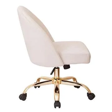 OSP Home Furnishings Layton Mid-Back Adjustable Office Chair with 5-Star Base, Gold Finish and Oyster Velvet