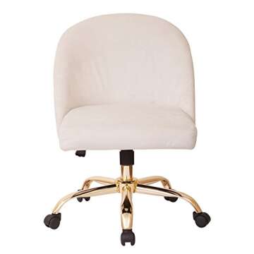 OSP Home Furnishings Layton Mid-Back Adjustable Office Chair with 5-Star Base, Gold Finish and Oyster Velvet