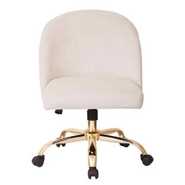 OSP Home Furnishings Layton Mid-Back Adjustable Office Chair with 5-Star Base, Gold Finish and Oyster Velvet