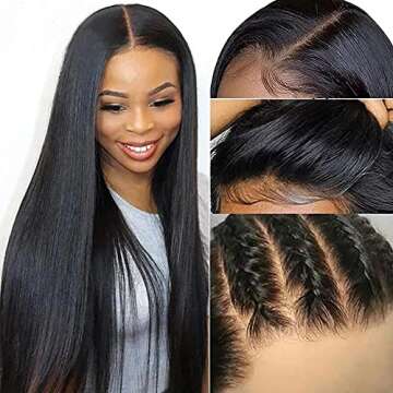 UNICE Hair 5x5 HD Lace Closure Wig Human Hair for Women, Brazilian Straight Hair Wigs Virgin Hair Transparent Lace Wigs Pre Plucked with Baby Hair 180% Density 28inch