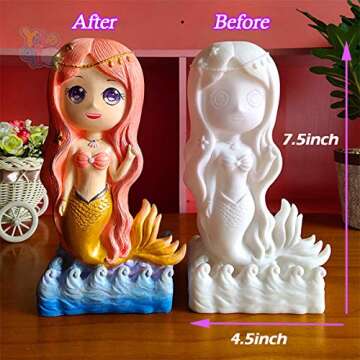 Yileqi Paint Your Own Mermaid Painting Kit, Mermaid Toys Paint Mermaid Crafts and Arts Set for Girls...