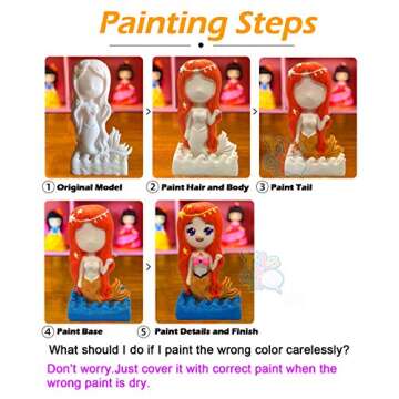 Yileqi Paint Your Own Mermaid Painting Kit, Mermaid Toys Paint Mermaid Crafts and Arts Set for Girls Ages 4 5 6 7 8 9 10 Years Old, Non Ceramic & Non Fragile, Kids Piggy Banks Birthday Gift
