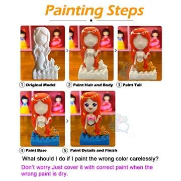 Yileqi Paint Your Own Mermaid Painting Kit, Mermaid Toys Paint Mermaid Crafts and Arts Set for Girls Ages 4 5 6 7 8 9 10 Years Old, Non Ceramic & Non Fragile, Kids Piggy Banks Birthday Gift