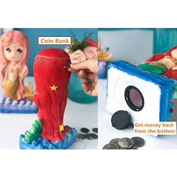 Yileqi Paint Your Own Mermaid Painting Kit, Mermaid Toys Paint Mermaid Crafts and Arts Set for Girls Ages 4 5 6 7 8 9 10 Years Old, Non Ceramic & Non Fragile, Kids Piggy Banks Birthday Gift