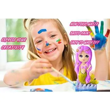 Yileqi Paint Your Own Mermaid Painting Kit, Mermaid Toys Paint Mermaid Crafts and Arts Set for Girls Ages 4 5 6 7 8 9 10 Years Old, Non Ceramic & Non Fragile, Kids Piggy Banks Birthday Gift
