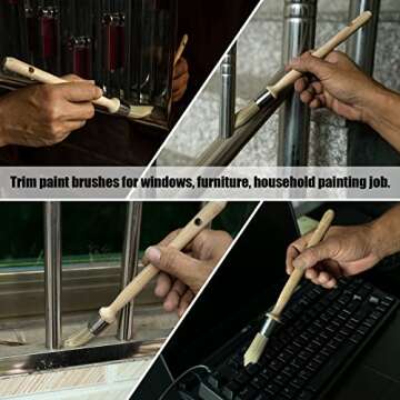 Trim Painting Tool, 3 Packs with 0.6Inch, 0.75Inch, 1Inch Small Paint Brushes for Walls, Touch Up, Edge Painting Tool, Round Paint Brush for House Wall Edges, Trim Paint Brushes