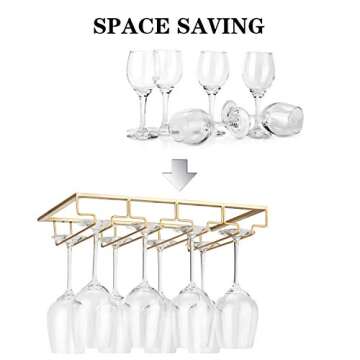 FOMANSH Wine Glass Rack Under Cabinet - Stemware Holder for Kitchen Bar