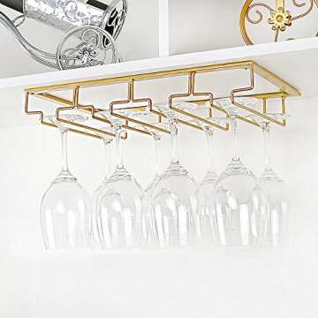 FOMANSH Wine Glass Rack - Stylish Under Cabinet Organizer