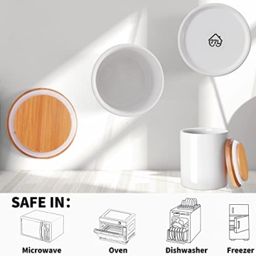 77L Ceramic Food Storage Jar with Bamboo Lid for Freshness