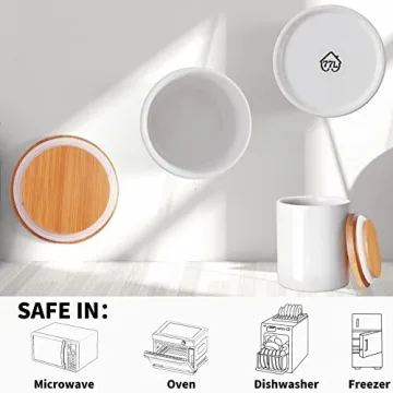 77L Ceramic Food Storage Jar with Bamboo Lid for Freshness