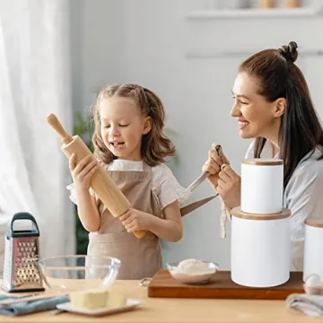 77L Ceramic Food Storage Jar with Bamboo Lid for Freshness