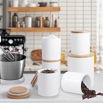 77L Ceramic Food Storage Jar with Bamboo Lid for Freshness