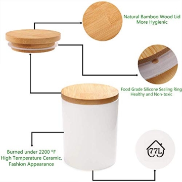 77L Ceramic Food Storage Jar with Bamboo Lid for Freshness
