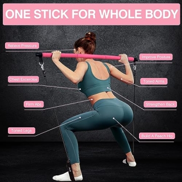 MALOOW Pilates Bar Kit with Resistance Bands for Fitness