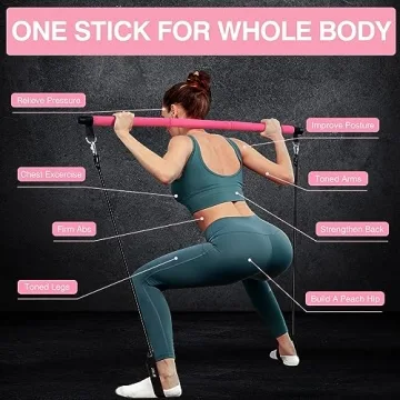 MALOOW Pilates Bar Kit with Resistance Bands for Fitness