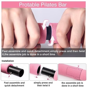 MALOOW Pilates Bar Kit with Resistance Bands for Fitness