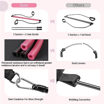 MALOOW Pilates Bar Kit with Resistance Bands for Fitness