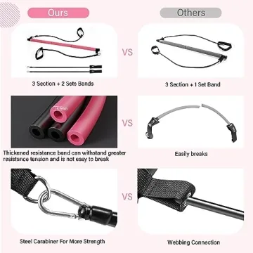 MALOOW Pilates Bar Kit with Resistance Bands for Fitness
