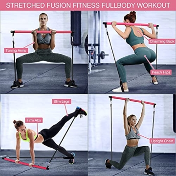 MALOOW Pilates Bar Kit with Resistance Bands for Fitness