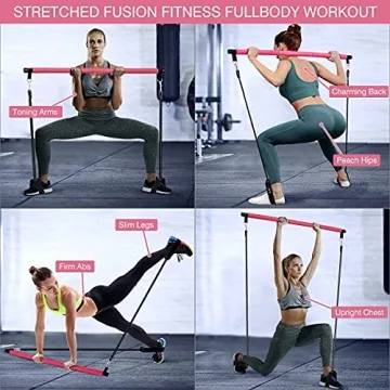 MALOOW Pilates Bar Kit with Resistance Bands for Fitness