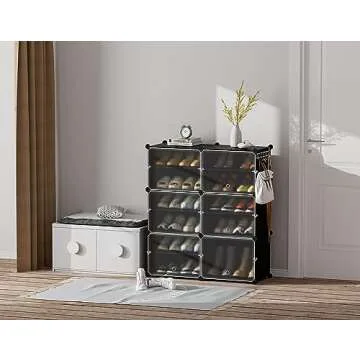 HOMIDEC Shoe Rack Organizer, 6 Tier Storage Cabinet 24 Pair Plastic Shoe Shelves for Closet Hallway ...