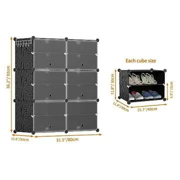 HOMIDEC Shoe Rack Organizer, 6 Tier Storage Cabinet 24 Pair Plastic Shoe Shelves for Closet Hallway Bedroom Entryway