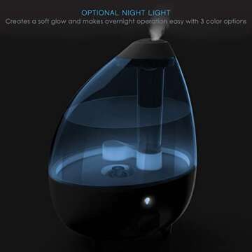 Pure Enrichment MistAire XL Ultrasonic Cool Mist Humidifier - All Day Operation for Large Rooms, 1 Gallon Tank, Variable Mist Control, Automatic Shut-Off, Whisper Quiet, and Optional Night Light