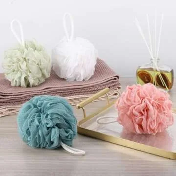 BTYMS 4 Pieces Bath Sponge Shower Loofahs 60g Mesh Pouf Bathing Sponges Bath Scrunchies Body Wash Puff Shower Puff