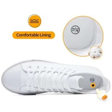 ZGR Men's High Top Canvas Sneakers Lace Up Classic Casual Walking Shoes(White,US10)