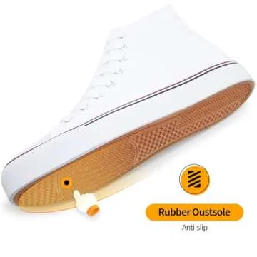 ZGR Men's High Top Canvas Sneakers Lace Up Classic Casual Walking Shoes(White,US10)