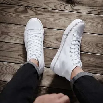 ZGR Men's High Top Canvas Sneakers Lace Up Classic Casual Walking Shoes(White,US10)