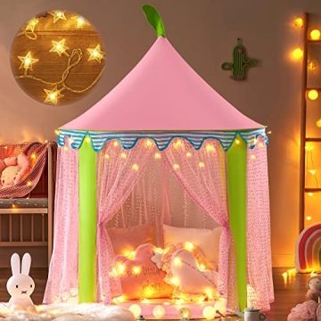 Tiny Land Princess-Tent with Star Lights & Carry Case, Pop Up Play-Tent, Princess Castle Indoor Play...