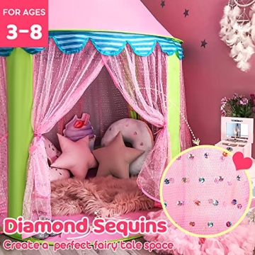 Tiny Land Princess-Tent with Star Lights & Carry Case, Pop Up Play-Tent, Princess Castle Indoor Playhouse, Foldable Kids Play Tent Outdoor, Toddler-Tent for Girls