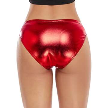 Kepblom Women Shiny Metallic Dance Panties in Red