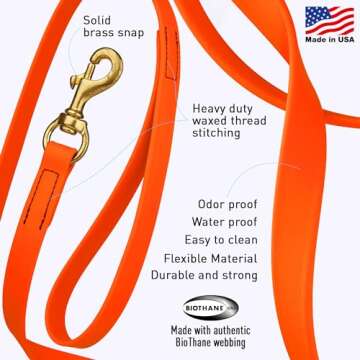 Viper Biothane Working Tracking Lead Leash Long Line for Dogs - 2 Colors and 6 Sizes