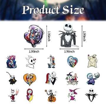34 Pcs Nightmare Party Favors Temporary Tattoo Stickers, Before Christmas Birthday Party Supplies Removable Skin Safe Halloween Characters Tattoo Sticker Nightmare Theme Party Supplies For Kids Gift