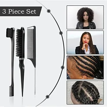 SWEET VIEW Slick Back Grooming Set - 3 Pcs Hair Brushes
