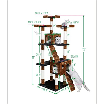 Go Pet Club 72 inch Tall Cat Tree Tower for Cats